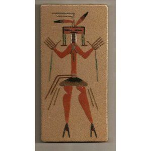 Native American Healing God Sand Painting by W. Binally Wall Decor 8 x 4 inch